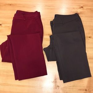 Apt 9 Torie trousers 10p & 10s Gray & cranberry